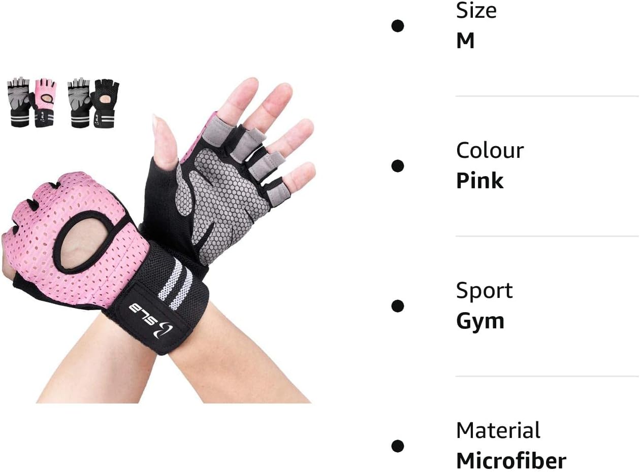 Gym Gloves - SLB Training Gloves with Full Wrist Support, Palm Protection and Extra Grip, Breathable Sport Gloves, Great for Weight lifting/Cross Fit Training/Cycling(Suit for Men  Women)