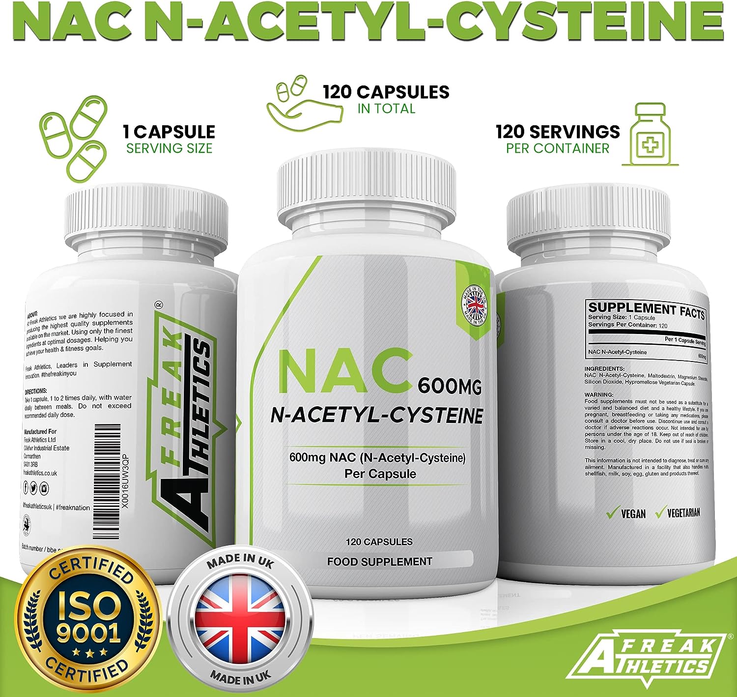 NAC Supplement (600mg) - 120 Capsules | N-Acetyl-Cysteine Amino Acid - UK Made