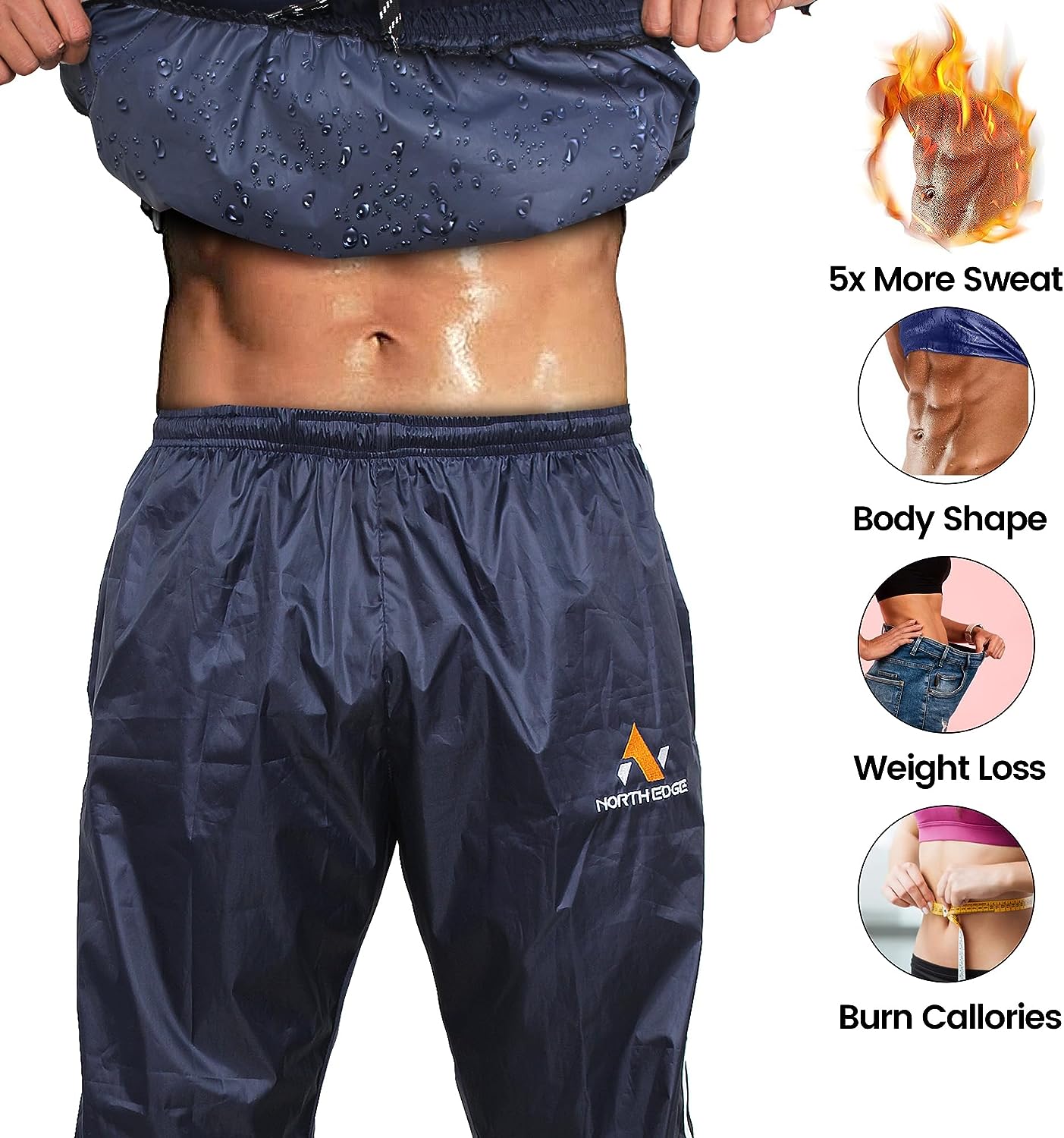 NORTH EDGE Heavy Duty Sauna Sweat Suit Fitness Wear, Jogging Suit Exerise Wear, Gym Wear