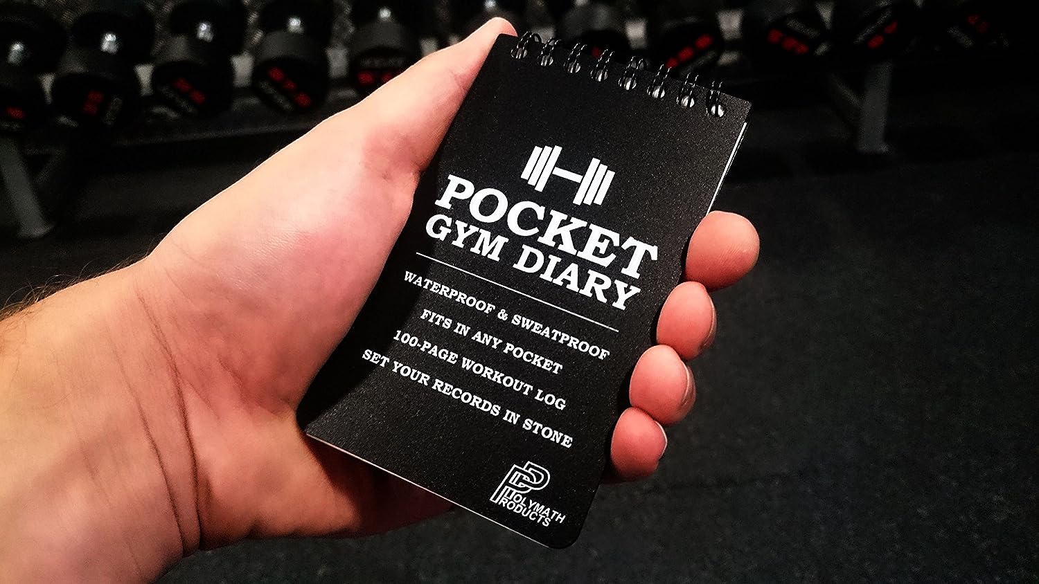 Pocket Gym Diary –100-page workout log. Handy size (3 x 5 inch) - fits in any pocket. 100% waterproof and sweatproof fitness training diary.