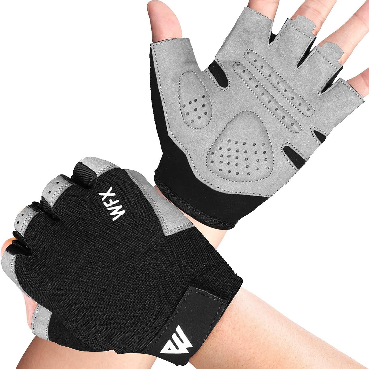 WESTWOOD FOX Gym Gloves Fitness Training Anti Slip Shock-Absorbing Weight Lifting Gloves Padded Grip Breathable Fingerless Workout Support for Men Women Cycling Exercise