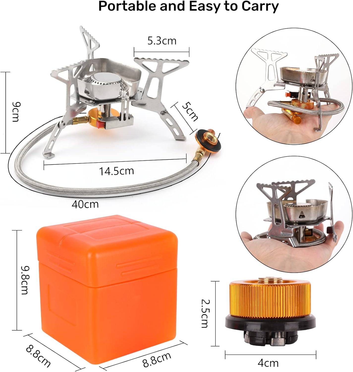 Camping Gas Stove, Portable Windproof Backpacking Burner Cooking Stoves 3500W for BBQ Outdoor Cooking Hiking Fishing Picnic with Piezo Ignition Adapters Converter