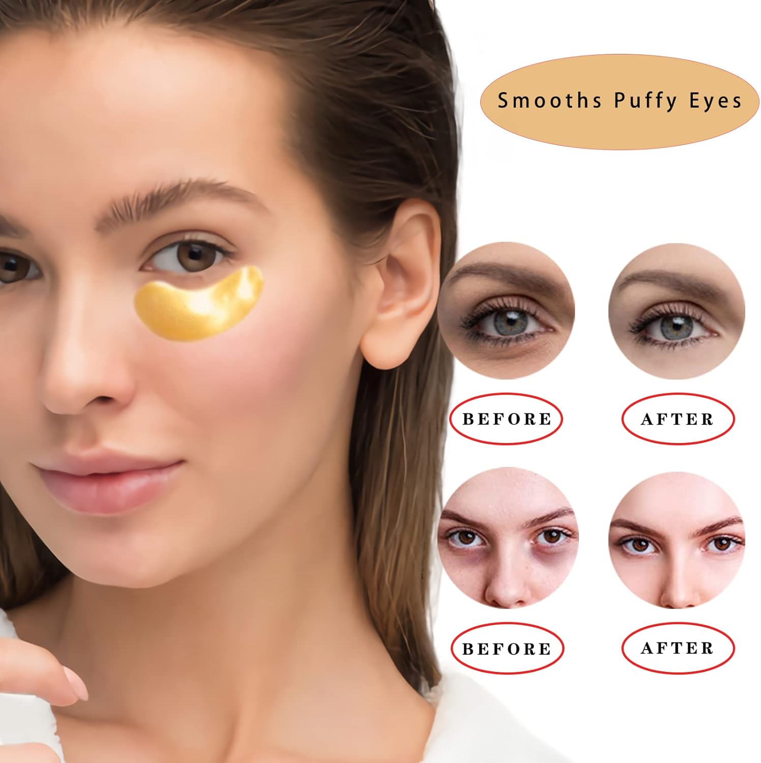 Eye Soothing Pads Set - Hyaluronic Acid/algae/gold Hydrating Eye Mask, Beauty Pro Eye Mask, Anti-aging, Wrinkle Reduction, Deep Hydration (12 Pieces)