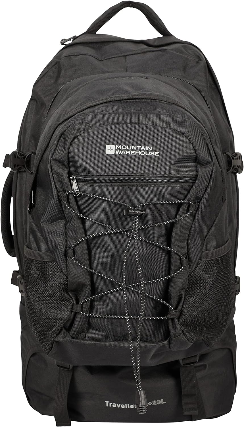 Mountain Warehouse Traveller 60 + 20L Rucksack - Durable Backpack with Rain Cover, Detachable Daypack, Adjustable Back Support - Great for Camping, Hiking, Travelling