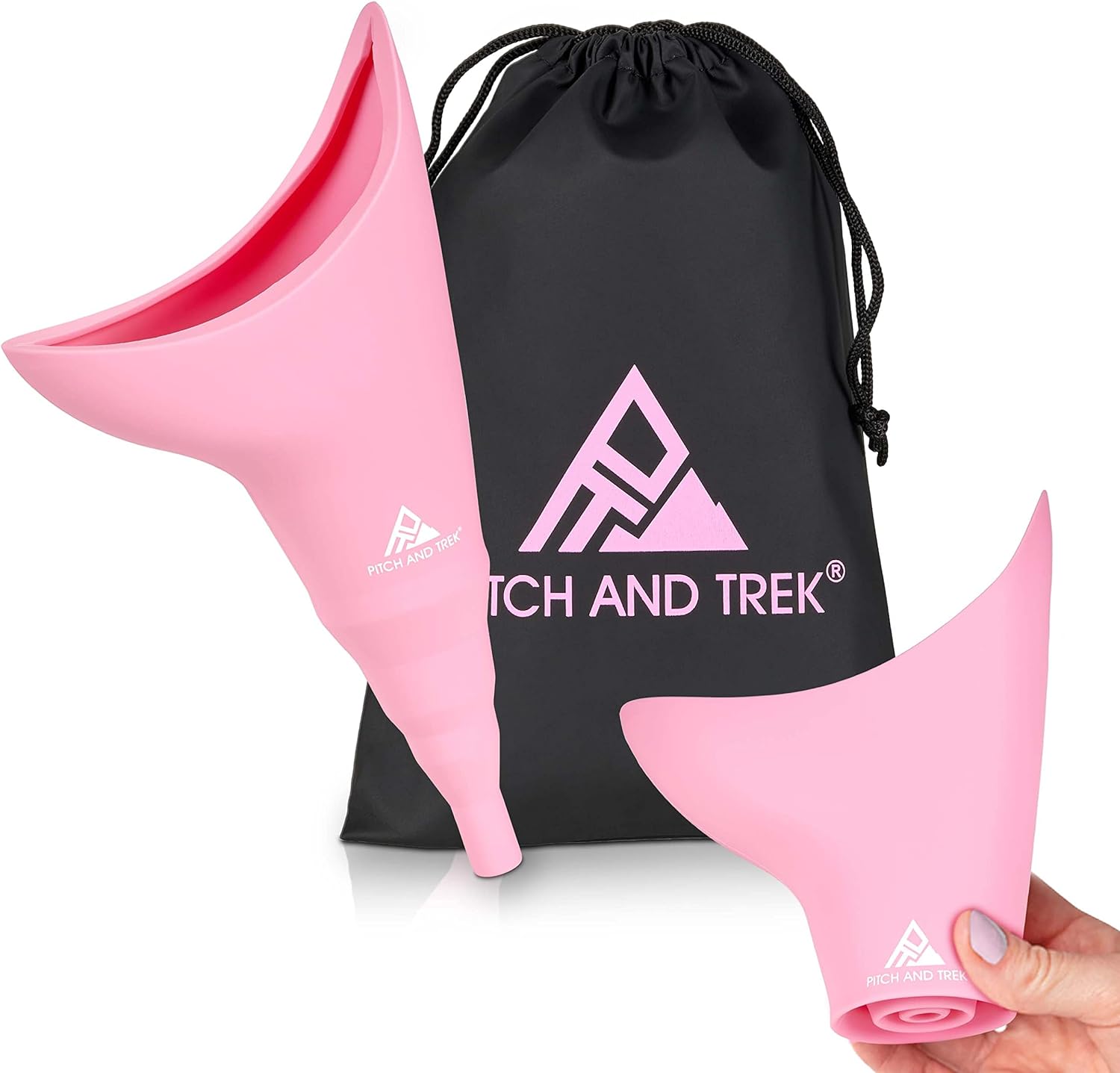 Pitch and Trek Female Urinal, Travel Urination Device w/Carry Bag, Road Trip, Camping  Hiking Essentials for Women, Festival Accessories, Pink