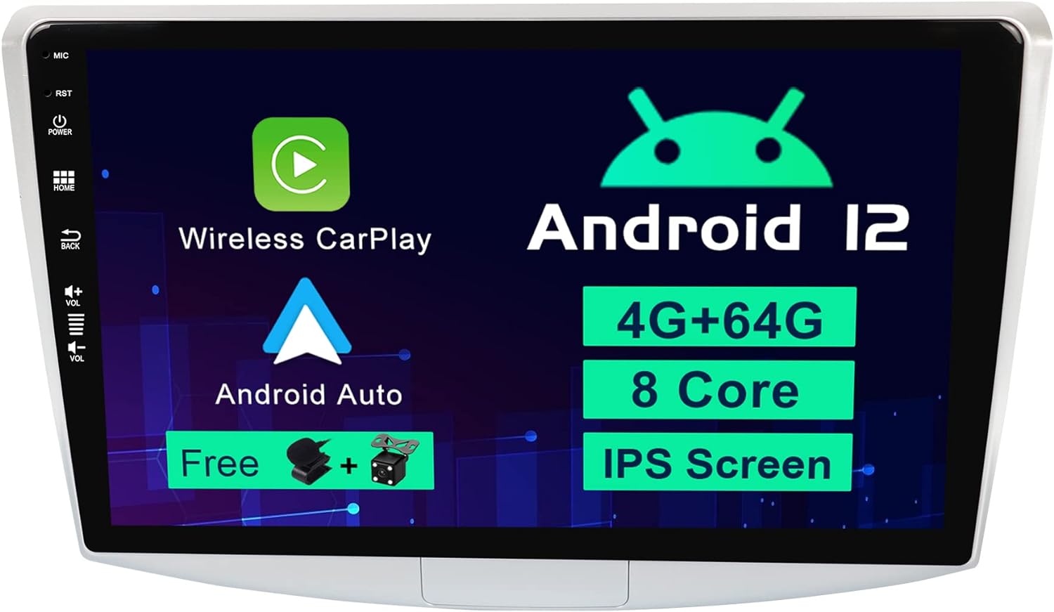 SXNAVI Android 12 IPS Double Din Car Stereo Fit Passat B6 / B7 Magotan/CC (2010-2018) - Built-in Carplay/Android Auto/DSP - 4G+64G - MIC + Camera - 10.1 Inch - WiFi SWC DAB 4G 360-Camera Fast-boot AHD