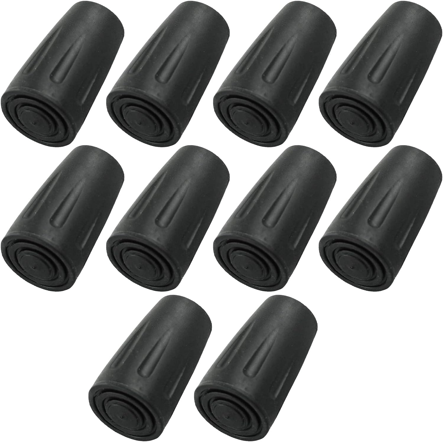 Walking Stick Rubber Tips,Walking Stick Ferrules,11mm Spare Replacement Rubber Pole Ends Trekking Poles Caps,for Hiking Camping Climbing 10 PCS (Black)