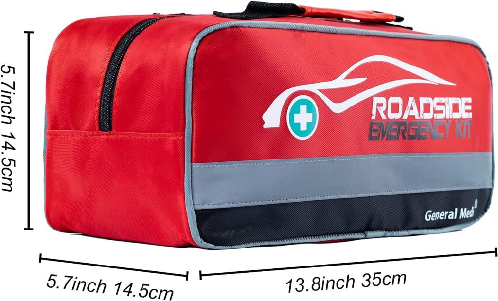 127-Pieces Roadside Car Emergency Kit Include Mini First Aid Kit, Jumper Cables,Tow Rope, Bandage, Safety Vest, Emergency Triangle, All in One Pack