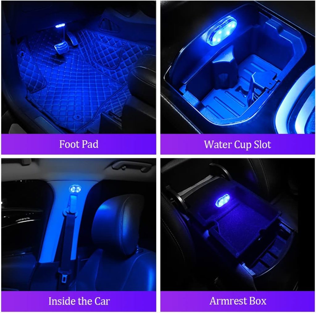 2 PCS Car Led Lights Interior,7 Colors Ambient Lighting Car Interior,USB Rechargeable Car Interior Reading Light,Portable Led Lights for Car