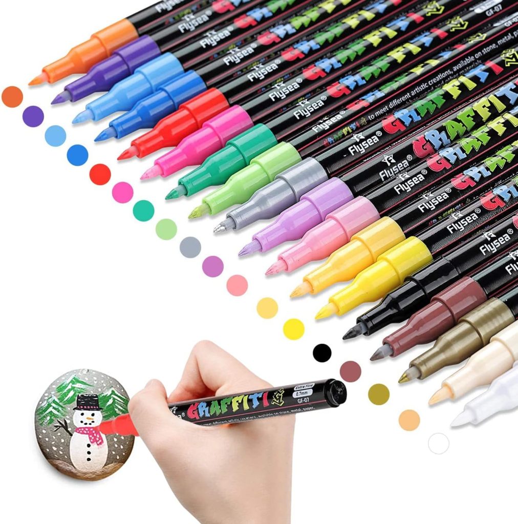 AivaToba Acrylic Paint Pens for Rock Painting Kit, Glass,Craft,Ceramic, Stone,Fabric,Wood, 18 Colors Permanent Marker Pen,Arts and Craft Sets for Adults Kids,Craft Supplies Scrapbook Card Making
