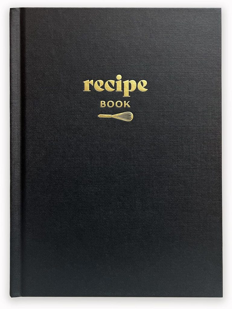 Betterday Studio RECIPE Book with space for 50 Recipes, Write your own recipes, Blank inside, Recipe Journal, Diary, Gift for Foodies, Cooking Present (Black)