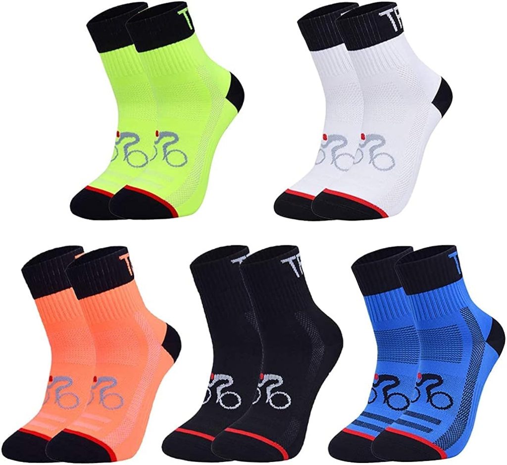 Geebuzz 5 Pack Sports Cycling Socks Colorful Anti Smell Ankle Athletic Socks for Running Hiking