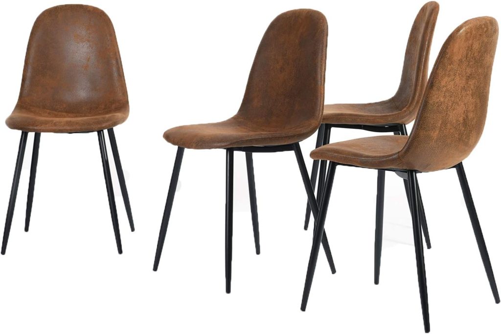 Homy Casa Set of 4 Dining Chairs Soft Chairs and Backrest Kitchen Chairs with Solid Metal Legs for Living Room Lounge Home Brown : Amazon.co.uk: Home  Kitchen