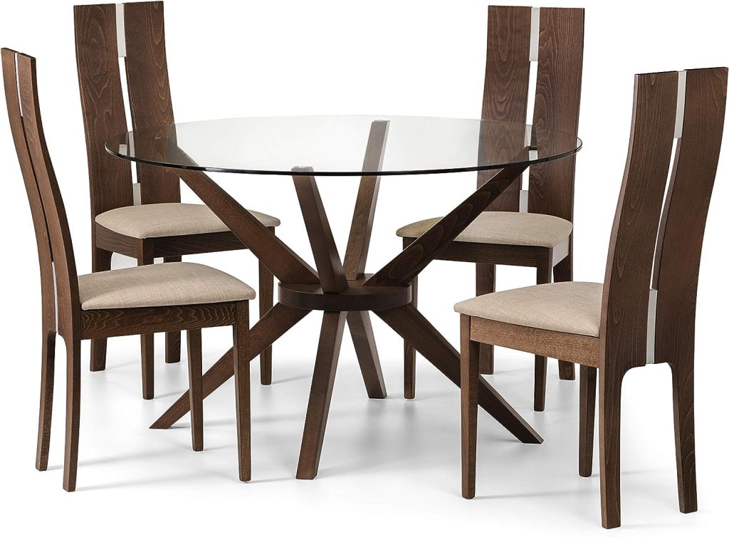 Julian Bowen Cayman Set of 2 Dining Chairs, Walnut, Height: 105, Width: 45, Depth: 52cm