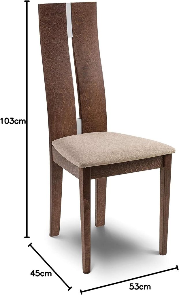 Julian Bowen Cayman Set of 2 Dining Chairs, Walnut, Height: 105, Width: 45, Depth: 52cm