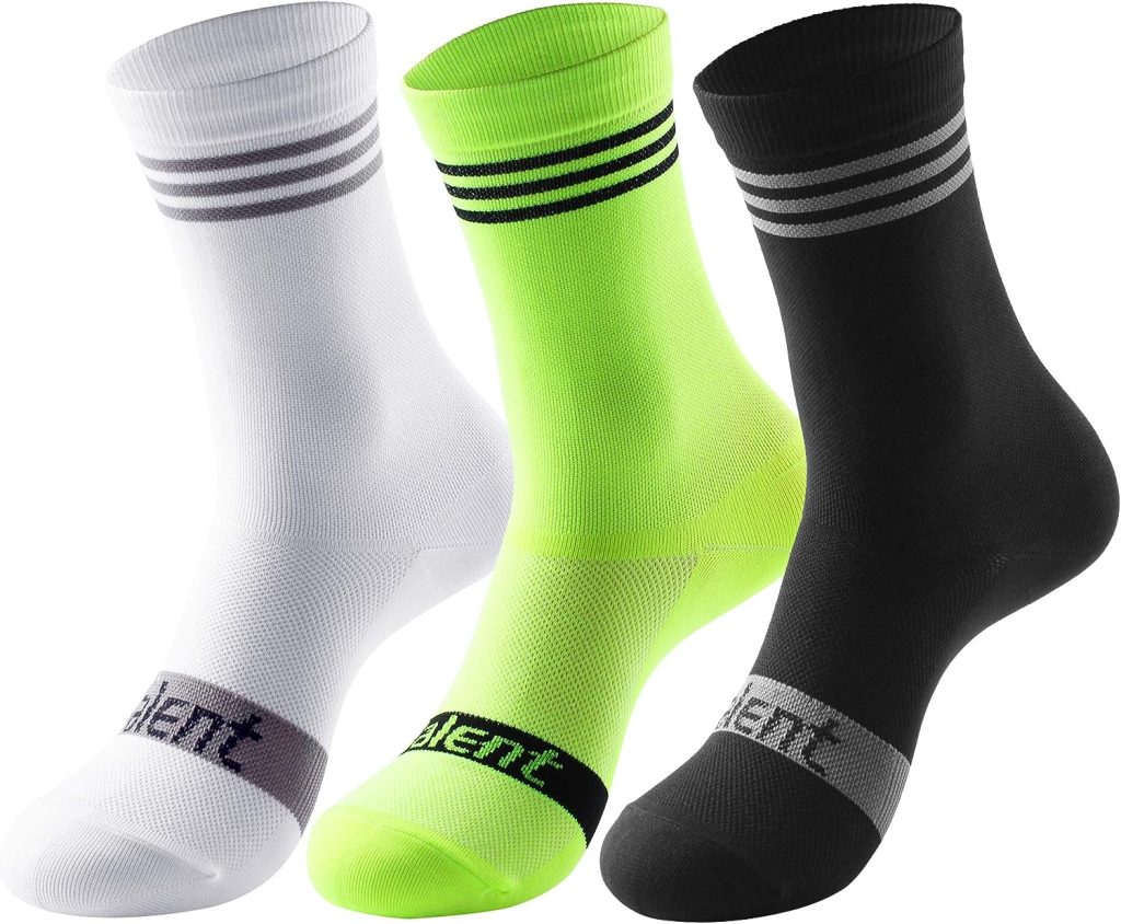 Lalent 3 Pairs Mens Cycling Socks for Mountain Biking, Spinning, Road Cycling  Racing, Compression Breathable Running Trekking Camping Hiking Walking Athletic Crew Socks