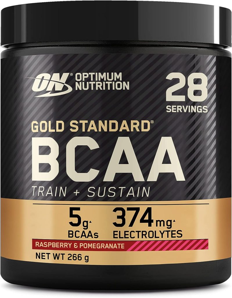 Optimum Nutrition Gold Standard BCAA Train + Sustain, Amino Acids Pre Workout Powder, Sports Drink with Vitamin C, Zinc, Magnesium and Electrolytes, Raspberry  Pomegranate Flavour, 28 Servings, 266 g