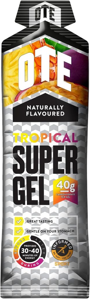 OTE Super Gel - Energy Gels for Running  Cycling - Dual Source Energy with 40g of Carbohydrates - Superior Glucose Fuel for Swimming, Triathlons  Endurance Sports - Box of 12 (Tropical) : Amazon.co.uk: Health  Personal Care