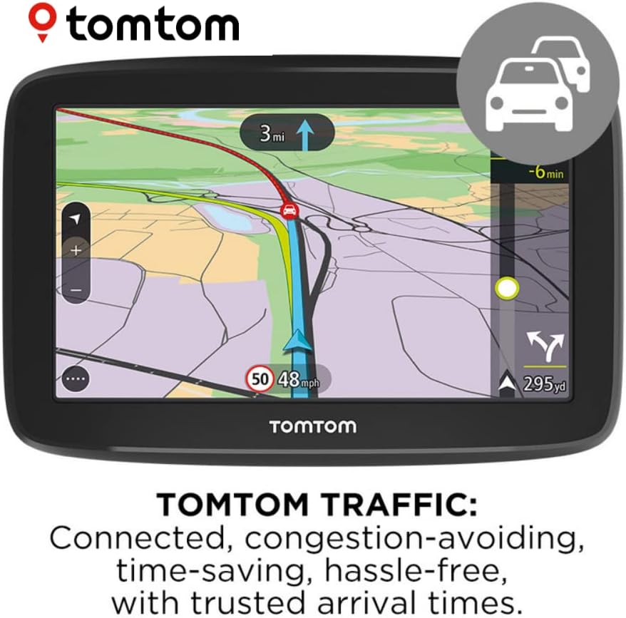 TomTom Car Sat Nav GO Classic, 6 Inch, with Traffic Congestion and Speed Cam Alert Trial Thanks to TomTom Traffic, EU Maps, Updates via WiFi, Integrated Reversible Mount