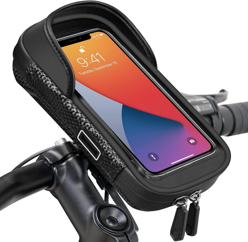 Vitalismo Bike Phone Holder Waterproof - Phone Holder for Bike 360° Rotation, Cycling Handlebar Bag, Motorbike Mount for iPhone 14Pro Max/14Pro/14/13/11/X/8 Samsung LG Cellphones up to 7