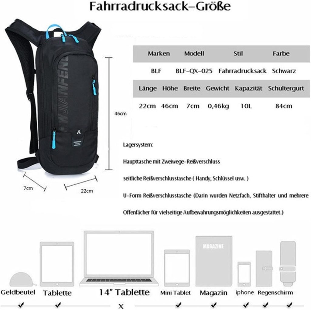 WINDCHASER Bike Backpack, Waterproof Breathable Cycling Bicycle Rucksack, 10L Mini Ultralight Biking Daypack Sport Bags Gift for Fitness Running Hiking Skiing Trekking